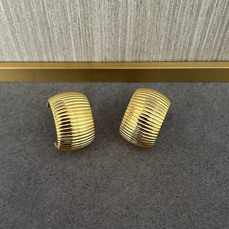 Gold - Plated Textured Statement Earrings - floysun