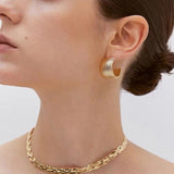 Gold - Plated Textured Statement Earrings - floysun