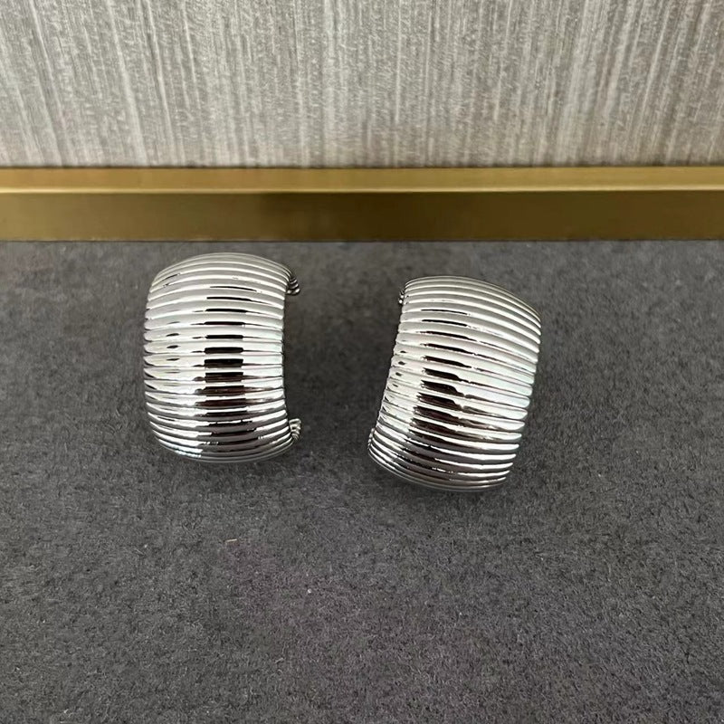 Gold - Plated Textured Statement Earrings - floysun