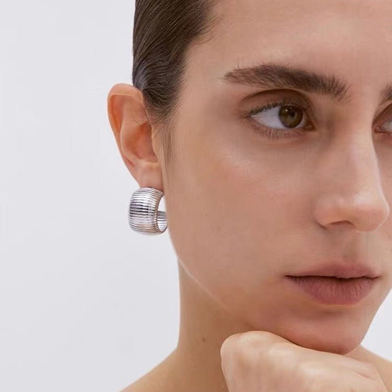 Gold - Plated Textured Statement Earrings - floysun