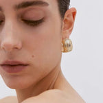 Gold - Plated Textured Statement Earrings - floysun