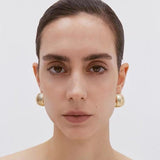 Gold - Plated Textured Statement Earrings - floysun