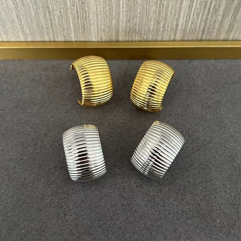 Gold - Plated Textured Statement Earrings - floysun