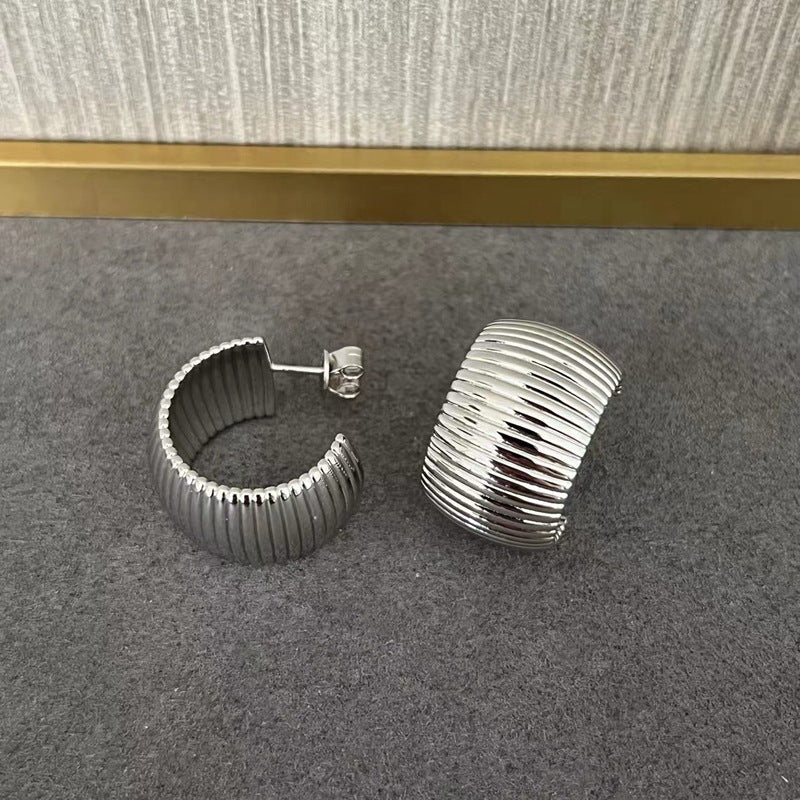 Gold - Plated Textured Statement Earrings - floysun