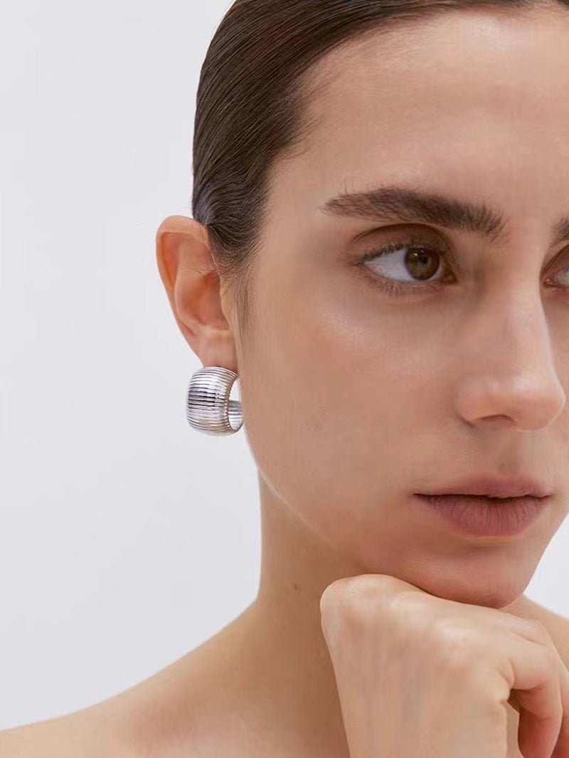 Gold - Plated Textured Statement Earrings - floysun