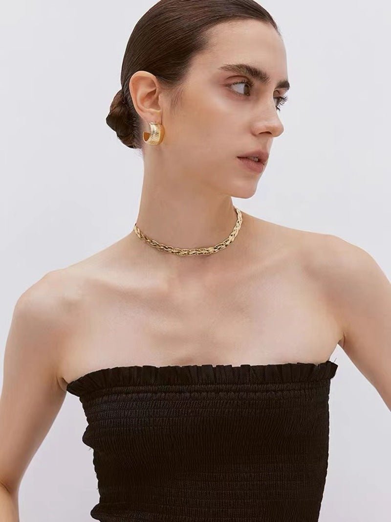 Gold - Plated Textured Statement Earrings - floysun