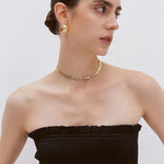 Gold - Plated Textured Statement Earrings - floysun