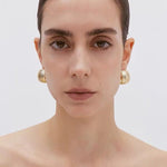 Gold - Plated Textured Statement Earrings - floysun
