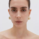 Gold - Plated Textured Statement Earrings - floysun
