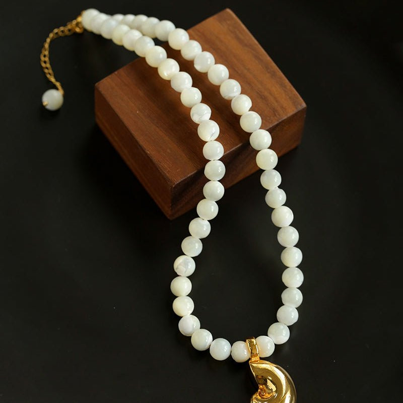 Golden Conch White Shell Dream Necklace - floysun
