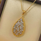 Golden Leaf Twist Necklace with Lab - Grown Diamond Sparkle - floysun