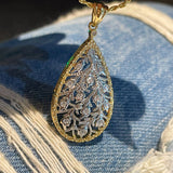 Golden Leaf Twist Necklace with Lab - Grown Diamond Sparkle - floysun