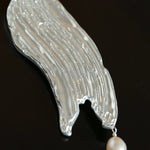 Golden & Silver Stroke Artistic Brooch with Freshwater Pearl - floysun