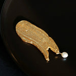 Golden & Silver Stroke Artistic Brooch with Freshwater Pearl - floysun