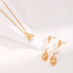 Golden Wind Chime Wrapped Pearl Pendant Necklace - floysun