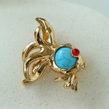 Goldfish Turquoise Brooch - floysun