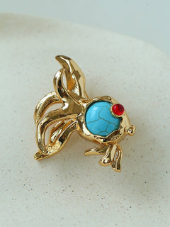 Goldfish Turquoise Brooch - floysun