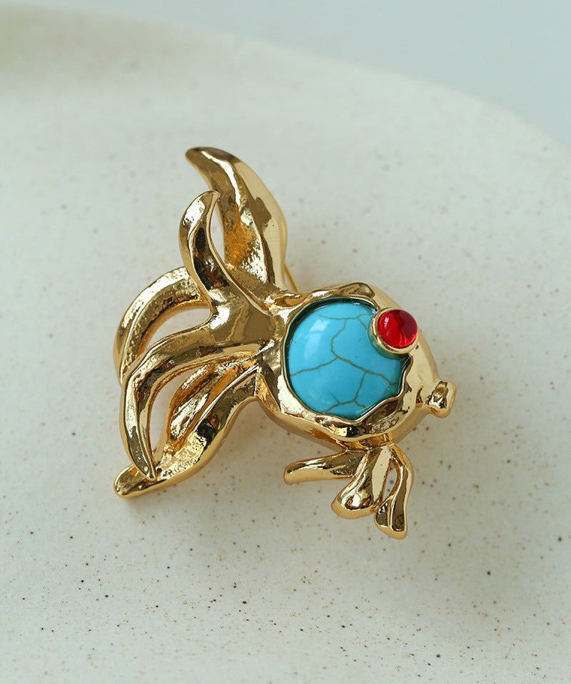 Goldfish Turquoise Brooch - floysun