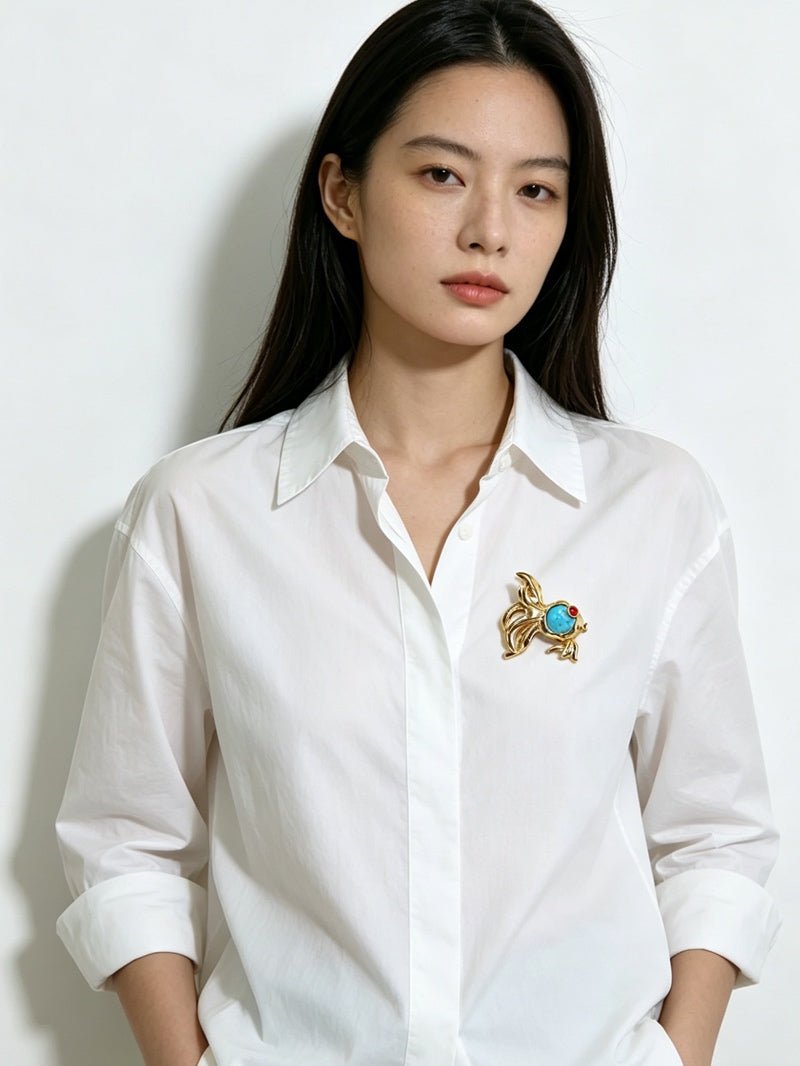 Goldfish Turquoise Brooch - floysun