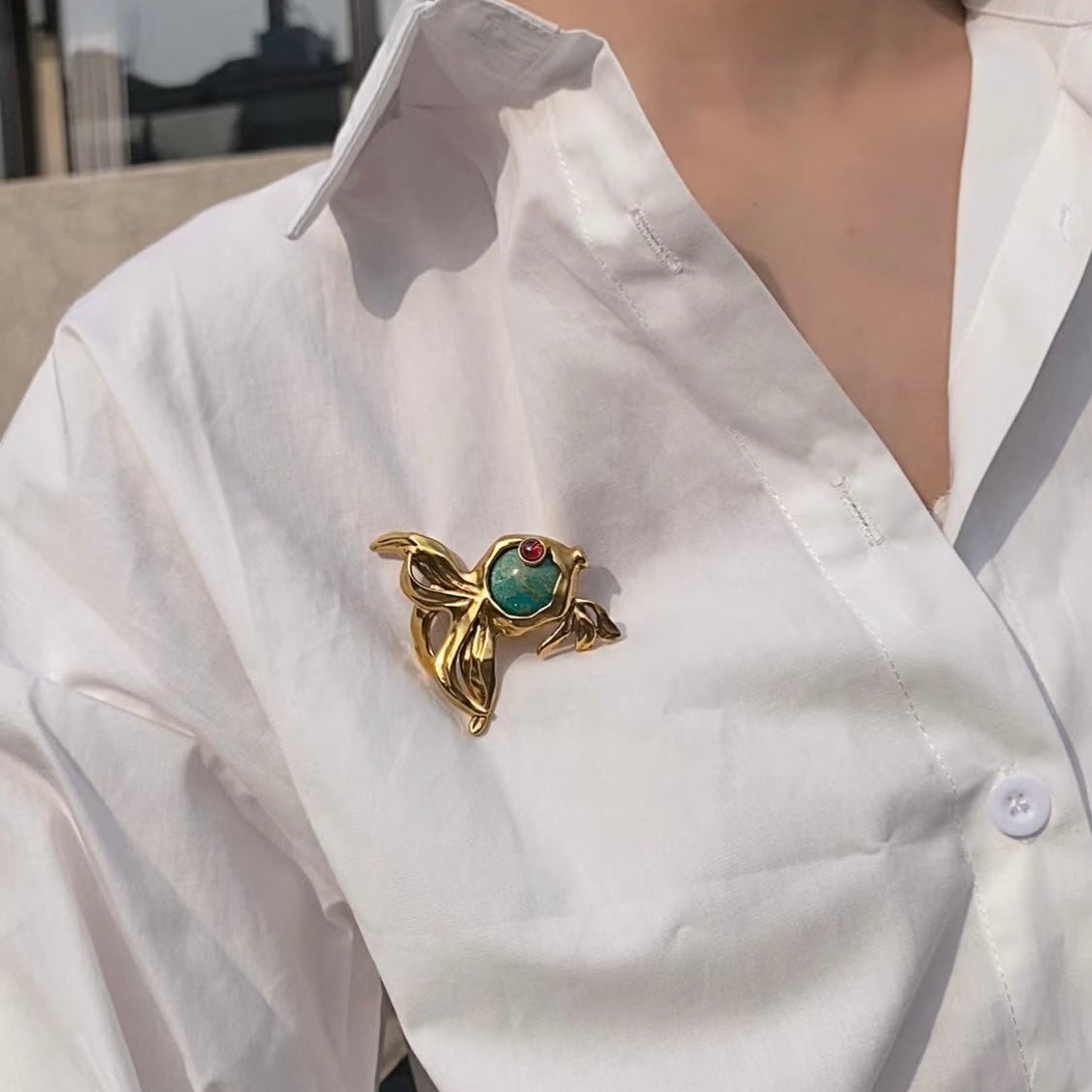 Goldfish Turquoise Brooch - floysun