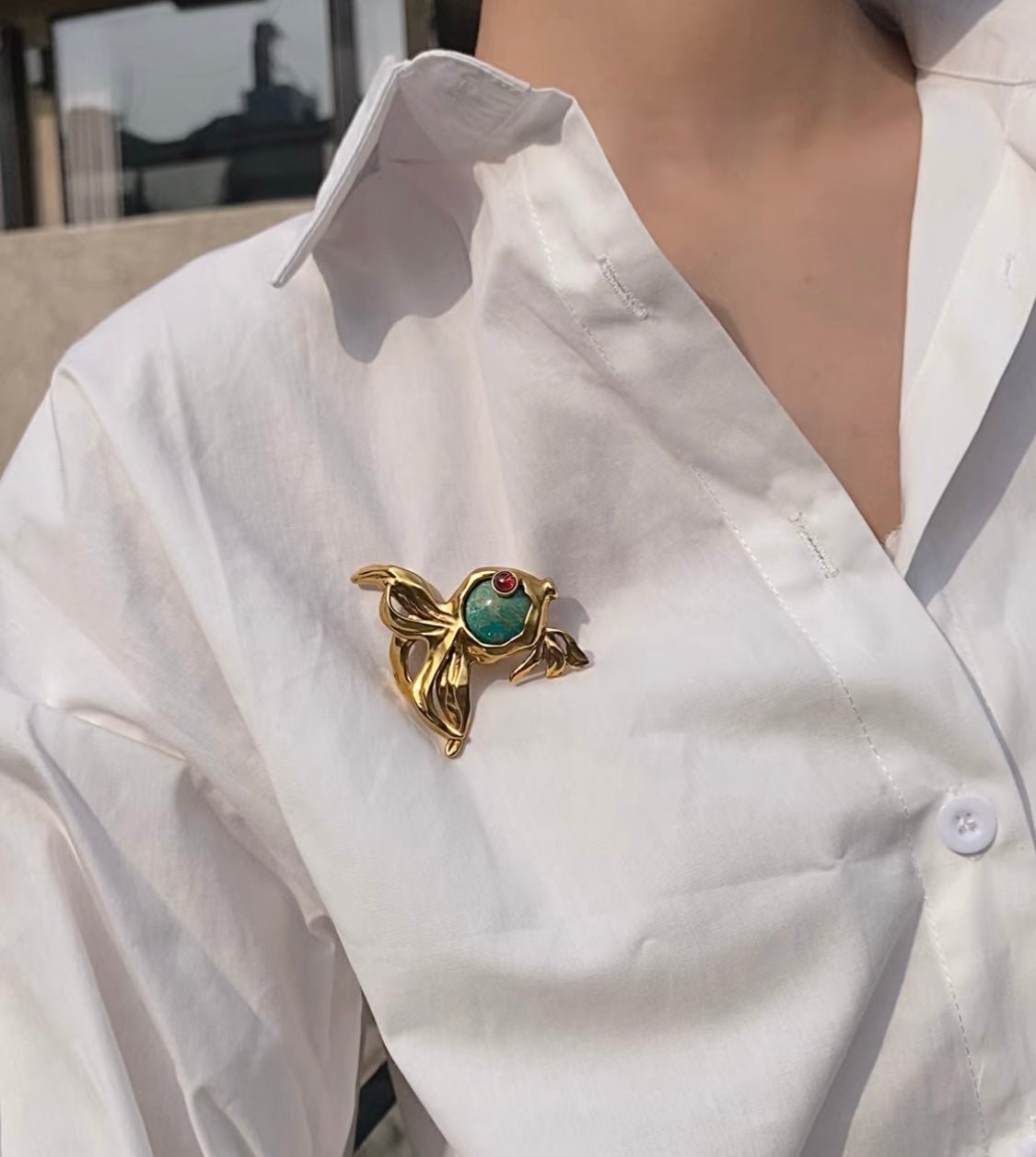 Goldfish Turquoise Brooch - floysun