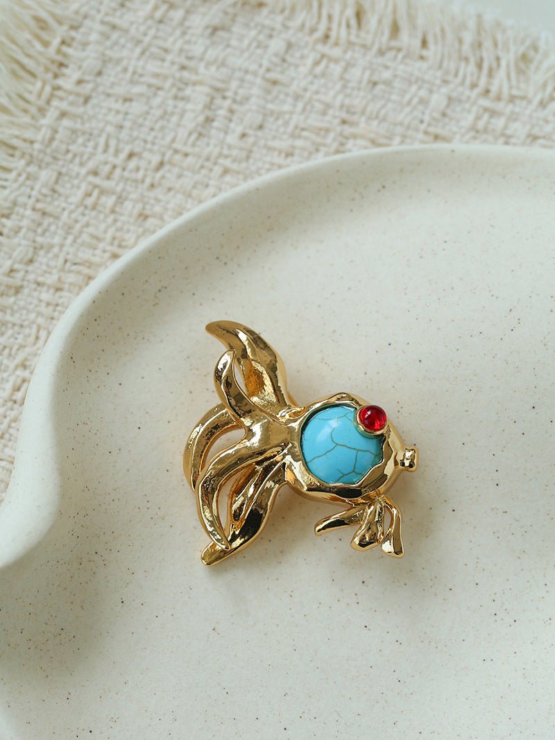 Goldfish Turquoise Brooch - floysun