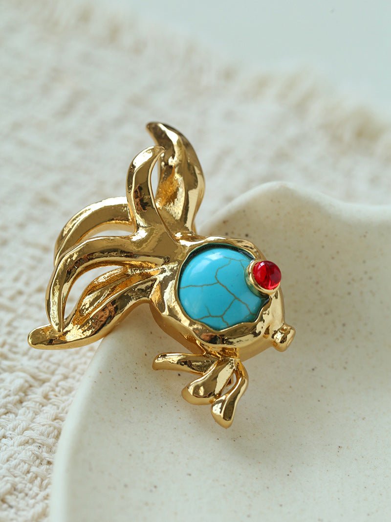 Goldfish Turquoise Brooch - floysun