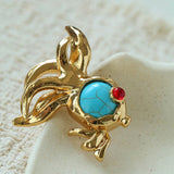 Goldfish Turquoise Brooch - floysun