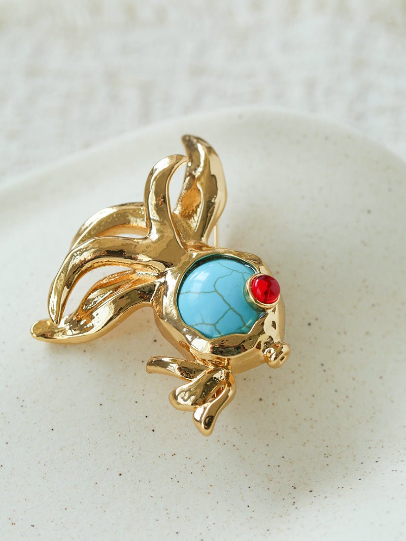 Goldfish Turquoise Brooch - floysun