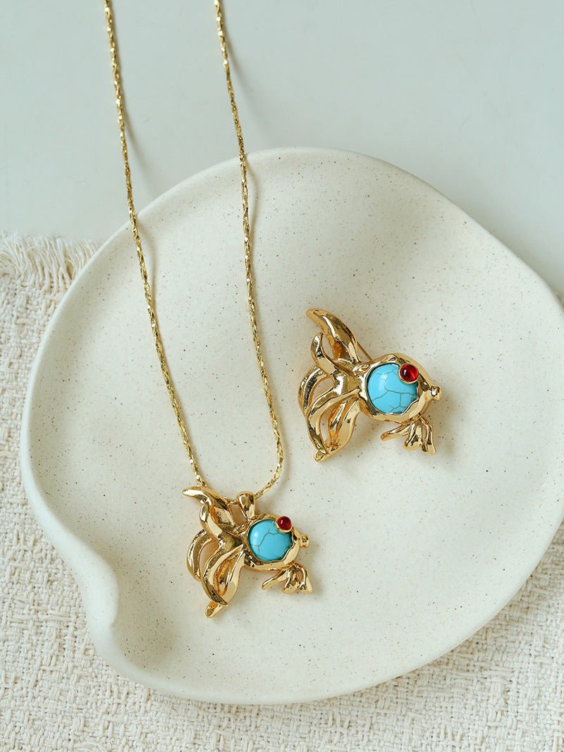 Goldfish Turquoise Brooch - floysun
