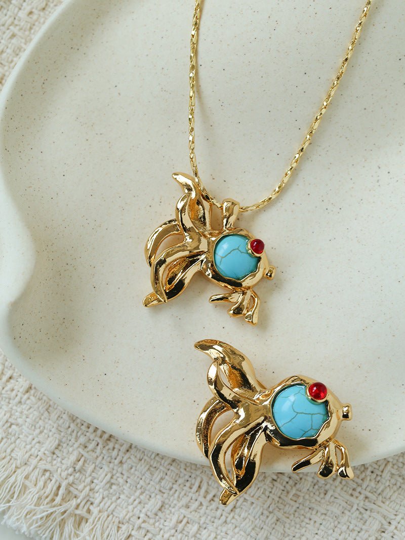 Goldfish Turquoise Brooch - floysun