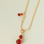 Gourd Pendant Necklace with Tiger’s Eye or Red Agate Adjustable - floysun