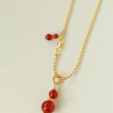Gourd Pendant Necklace with Tiger’s Eye or Red Agate Adjustable - floysun