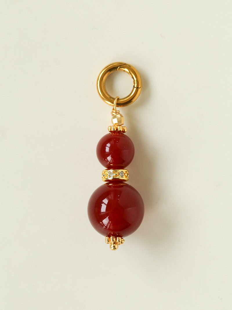 Gourd Pendant Necklace with Tiger’s Eye or Red Agate Adjustable - floysun