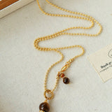 Gourd Pendant Necklace with Tiger’s Eye or Red Agate Adjustable - floysun