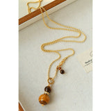 Gourd Pendant Necklace with Tiger’s Eye or Red Agate Adjustable - floysun