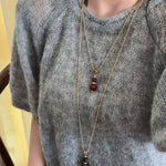 Gourd Pendant Necklace with Tiger’s Eye or Red Agate Adjustable - floysun