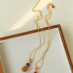 Gourd Pendant Necklace with Tiger’s Eye or Red Agate Adjustable - floysun