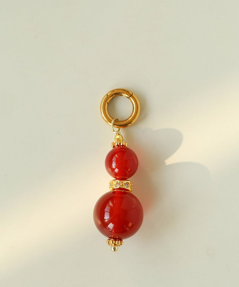 Gourd Pendant Necklace with Tiger’s Eye or Red Agate Adjustable - floysun