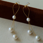 Graceful Gold Wire Pearl Earrings - floysun