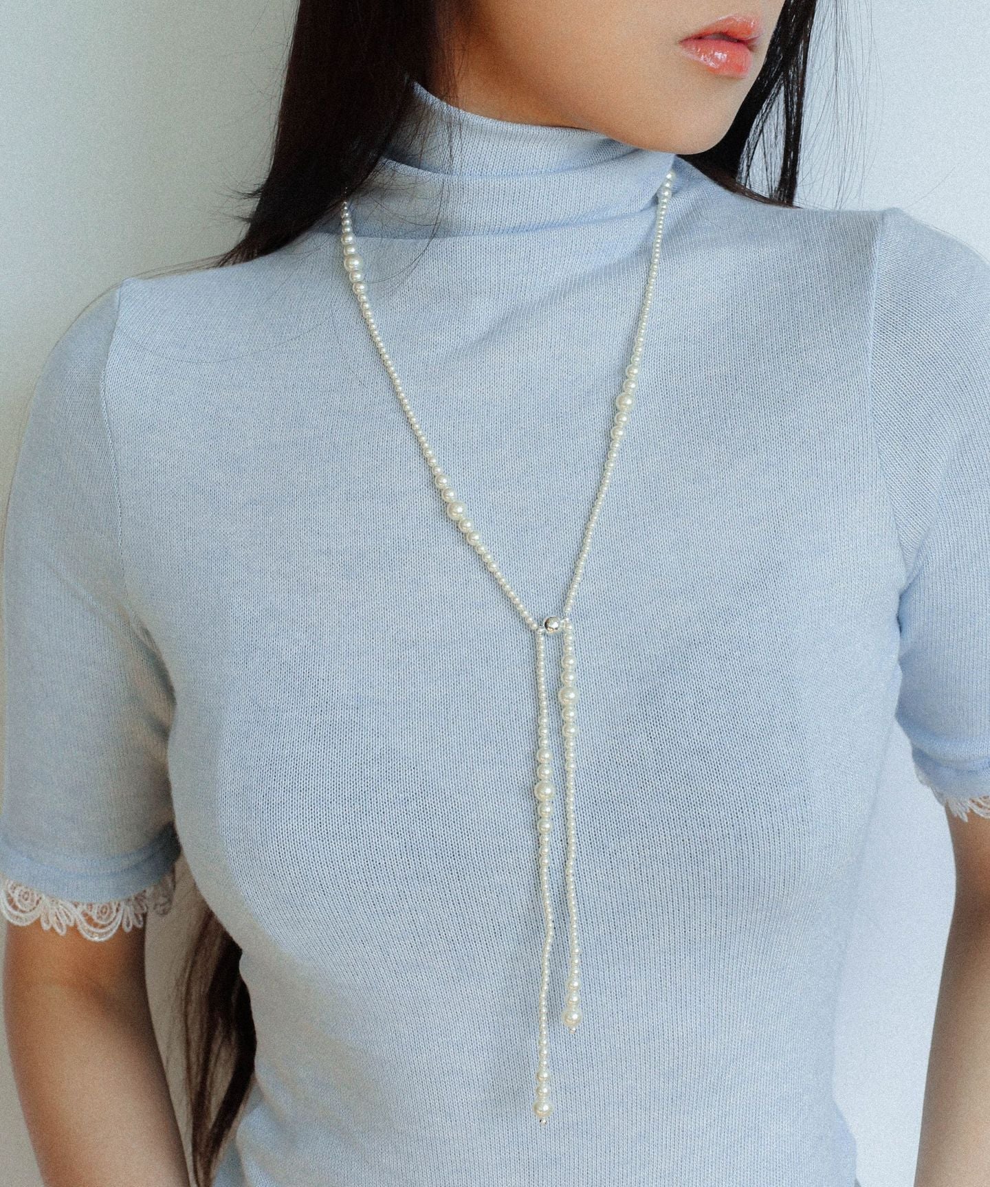 Gradient Pearl Magnetic Clasp Y - Shape Necklace - floysun