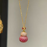 Gradient Pink Gourd Pendant Necklace - floysun