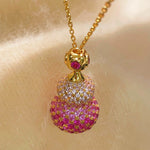 Gradient Pink Gourd Pendant Necklace - floysun