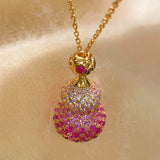 Gradient Pink Gourd Pendant Necklace - floysun