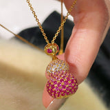 Gradient Pink Gourd Pendant Necklace - floysun