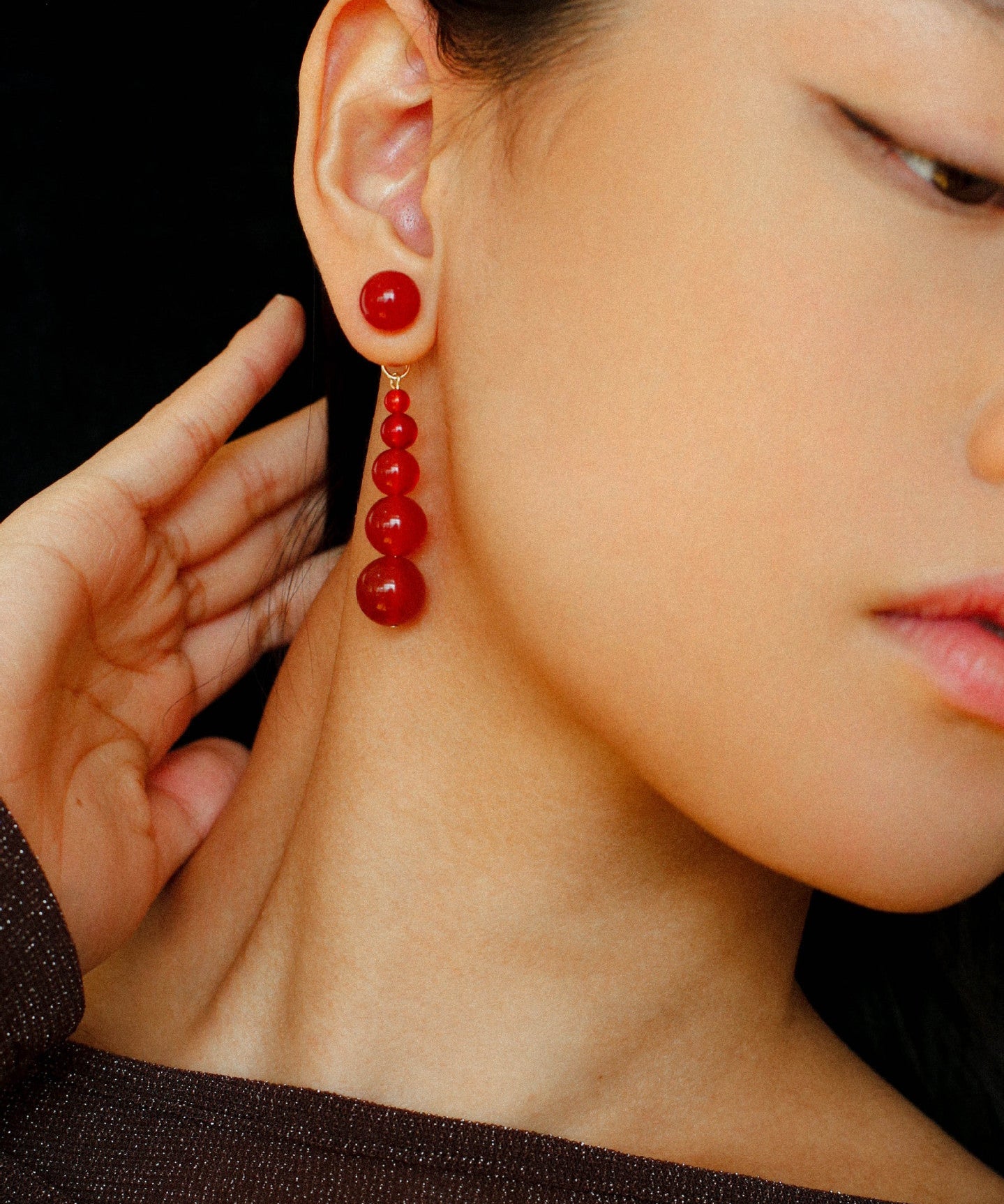 Gradient Red Agate Earrings - floysun