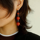 Gradient Red Onyx 925 Silver Dangle Earring - floysun