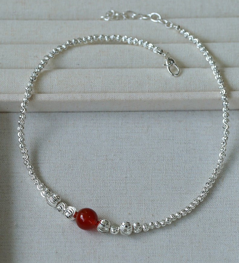 Graduated Silver Bean and Onyx Necklace - floysun