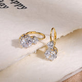 Graduated Two-Stone CZ Leverback Earrings - floysun