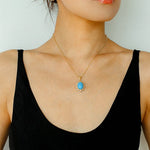 Grand Vintage Lace Blue Turquoise Hoop Earrings Regal Filigree Setting - floysun